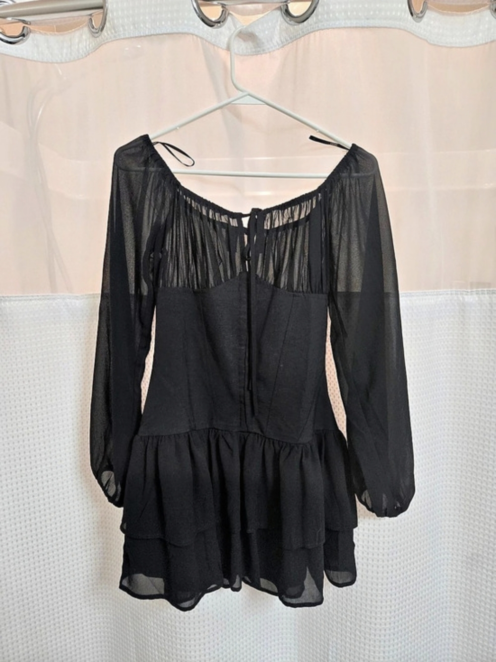 NWOT Forever 21 Black Tiered Long Sleeves Corset Mini Dress